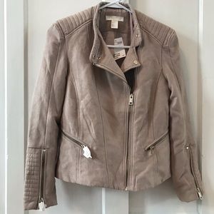 Tan Faux Suede H and M Biker Jacket